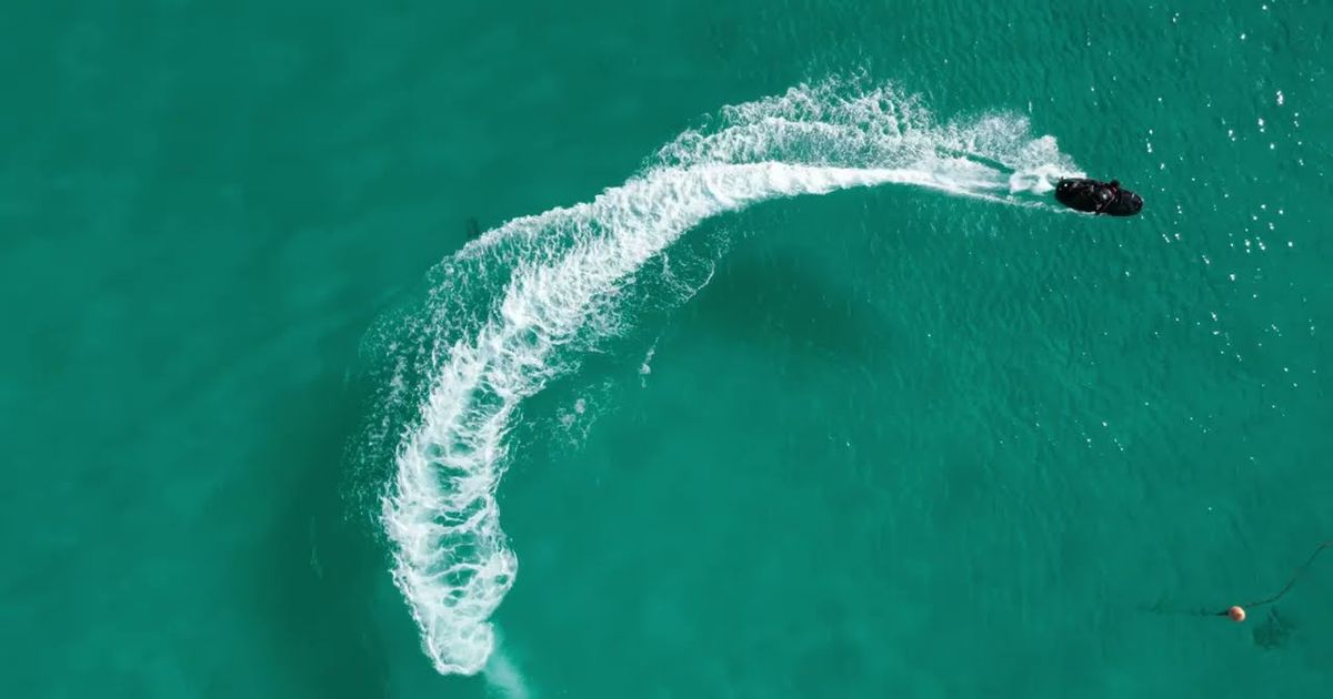 Jet boarding off Barbados - Barbados By Drone